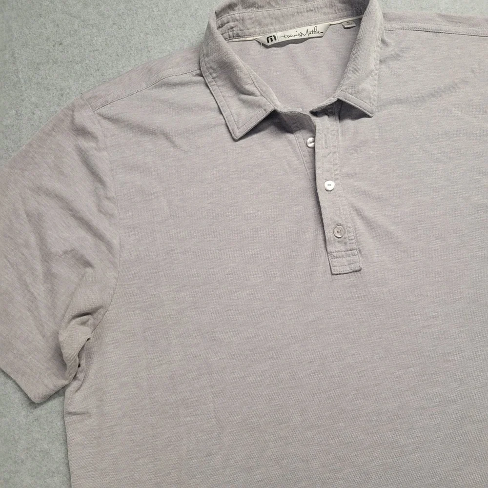 Travis Matthew Mens XL Grey Pima Cotton Blend Short Sleeve Golf Polo Shirt - Picture 2 of 10